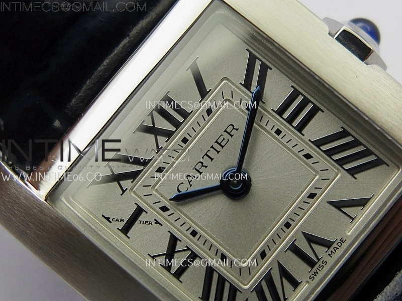 Tank Francaise Ladies 21.2mm SS 8848F 1:1 Best Edition Silver Dial on Black Leather Strap Ronda Quartz V2